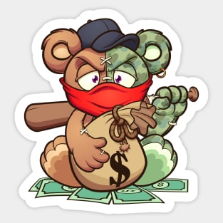 Bear Money Bat Sticker